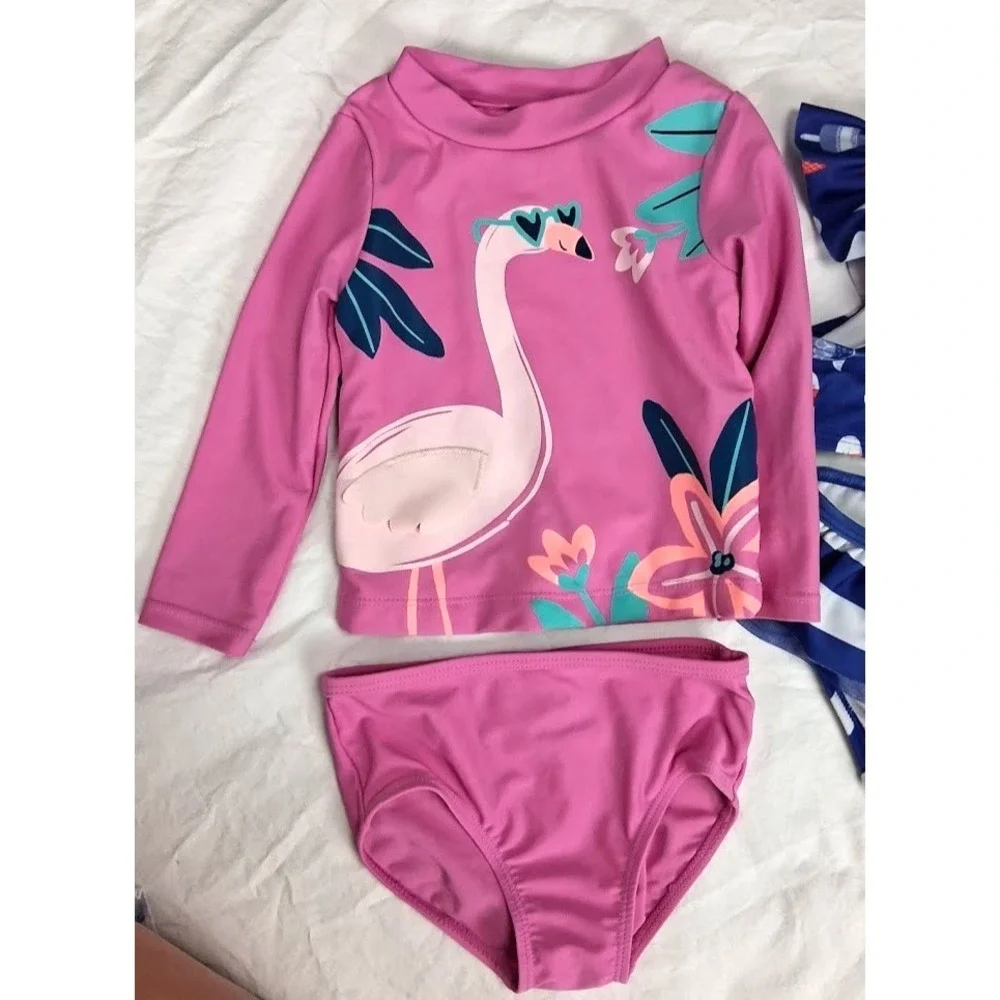 Baby Girl Swimsuit Lot 12 18 Mos Cat & Jack Carter's Flamingo Popsicle Bikini‎